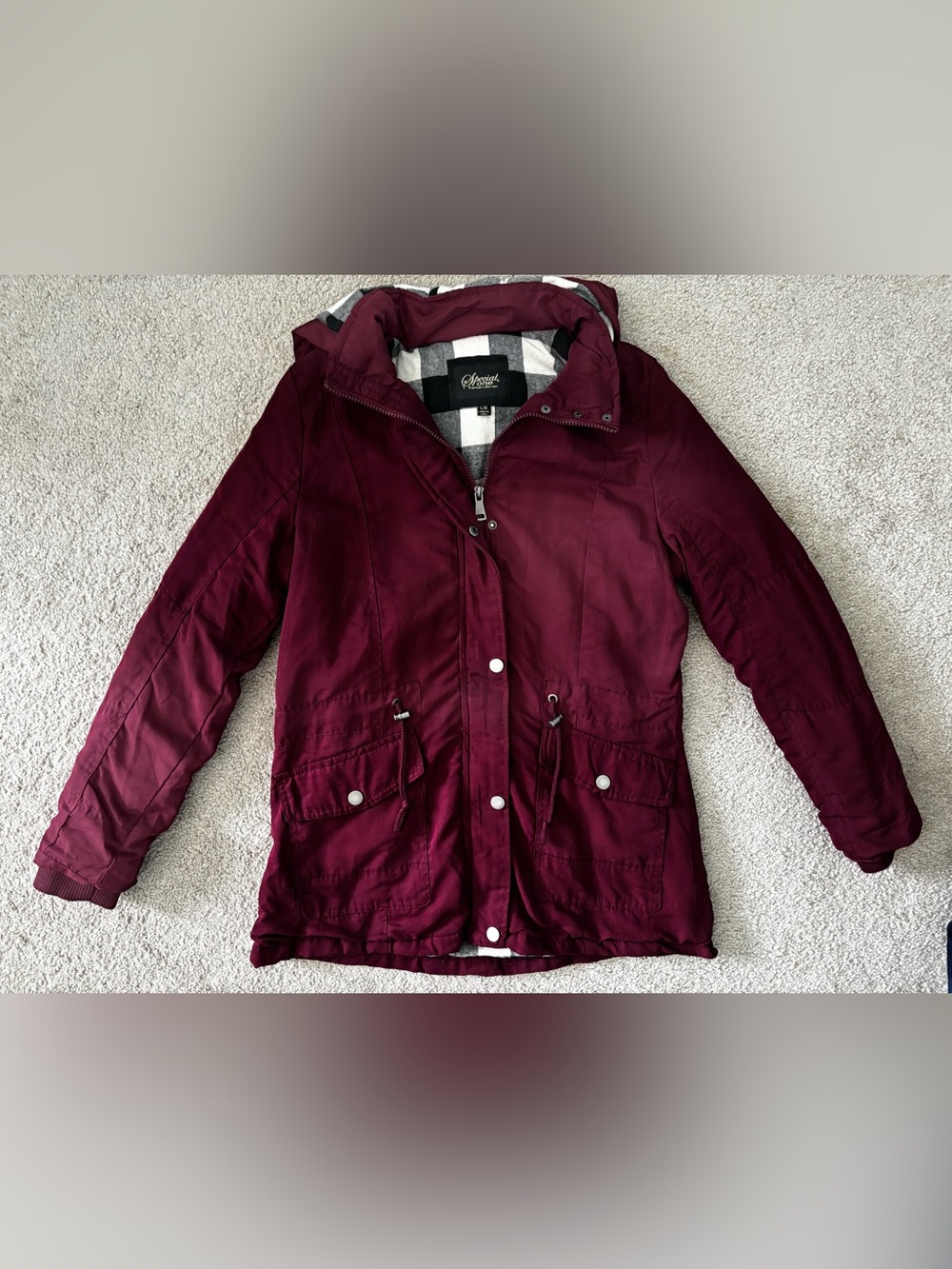 Special One Girl’s Plaid Lined Jacket in Red